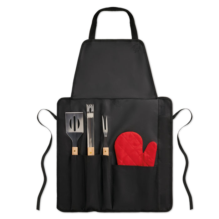 Tablier BBQ "Roi Du Grill" - 5 Poches + Décapsuleur Intégré - Noir 94x71cm - Cadeau Parfait Pour Papa