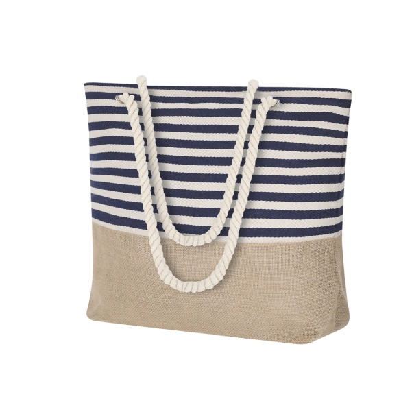 Sac de plage à rayures marines et blanches "Vinitop"