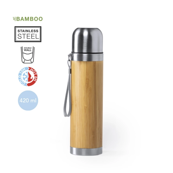 Bouteille thermos finition bambou 420ml "Cambrai"