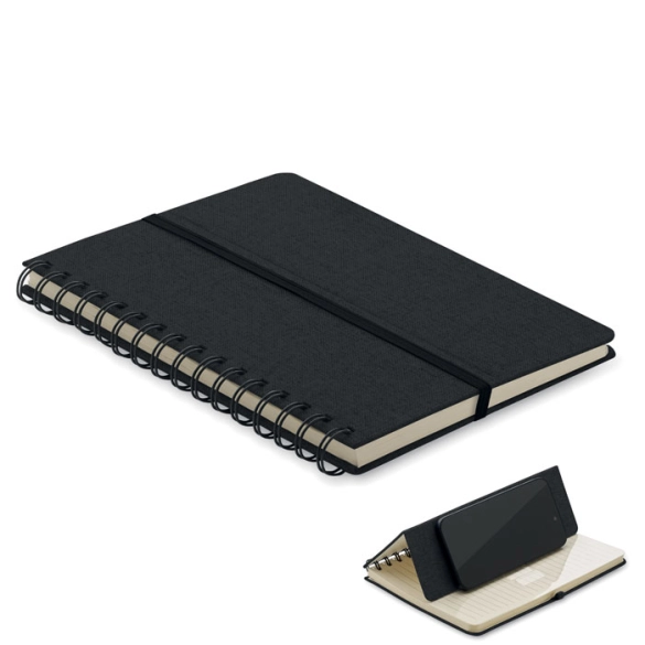 Carnet A5 à spirale et support téléphone "Stalion"
