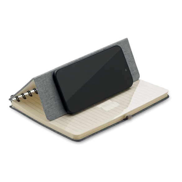 Carnet A5 à spirale et support téléphone "Stalion"
