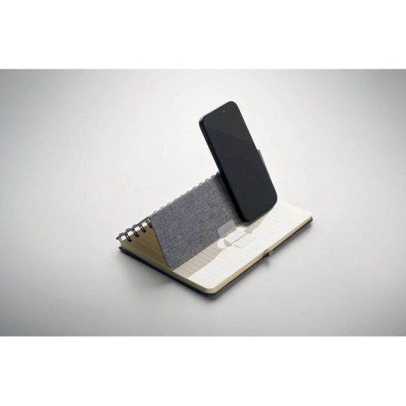 Carnet A5 à spirale et support téléphone "Stalion"