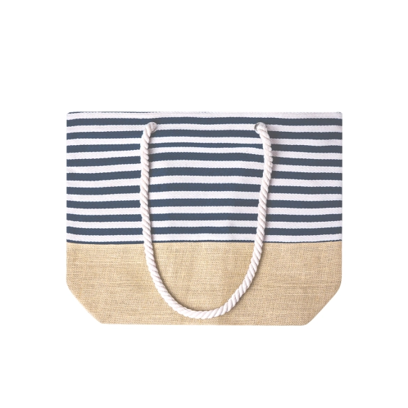 Sac de plage à rayures marines et blanches "Vinitop"