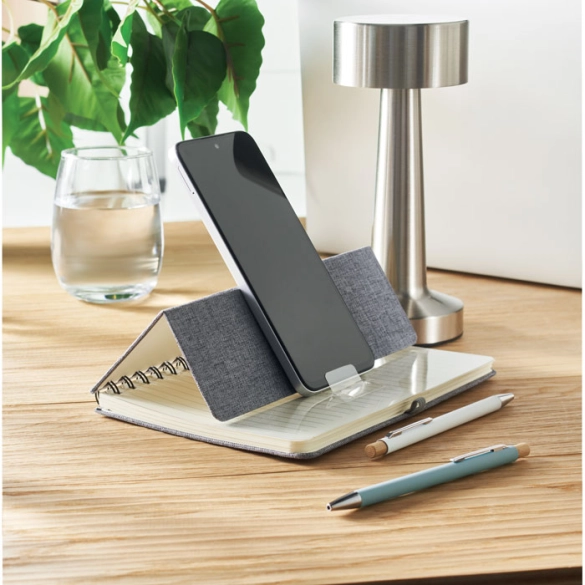 Carnet A5 à spirale et support téléphone "Stalion"