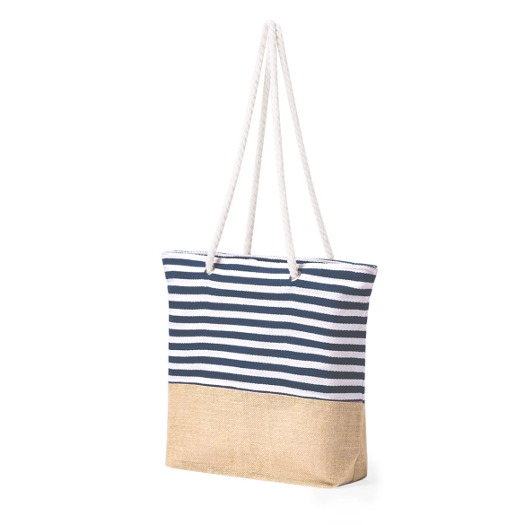 Sac de plage à rayures marines et blanches "Vinitop"